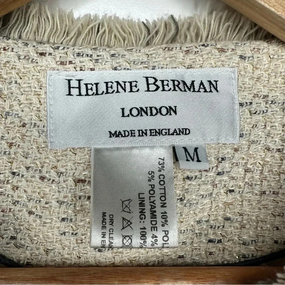 Helene Berman London Cream Tweed Fringe Blazer Size Medium - Picture 10 of 13